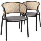 LeisureMod Ervilla Lot de 2 chaises de salle à manger modernes, assise rembourrée, piètement en acier noir, pour salle à manger élégante, cuisine, café, sièges de table