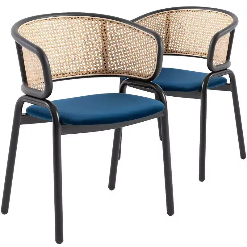 LeisureMod Ervilla Lot de 2 chaises de salle à manger modernes, assise rembourrée, piètement en acier noir, pour salle à manger élégante, cuisine, café, sièges de table