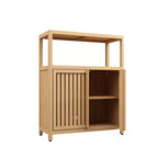 32.08 Grande armoire de rangement en bambou avec 1 étagère ouverte et 2 portes pour salle de bain, Naturel 4A - ModernLuxe