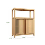 32.08 Grande armoire de rangement en bambou avec 1 étagère ouverte et 2 portes pour salle de bain, Naturel 4A - ModernLuxe
