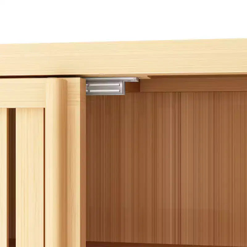 32.08 Grande armoire de rangement en bambou avec 1 étagère ouverte et 2 portes pour salle de bain, Naturel 4A - ModernLuxe
