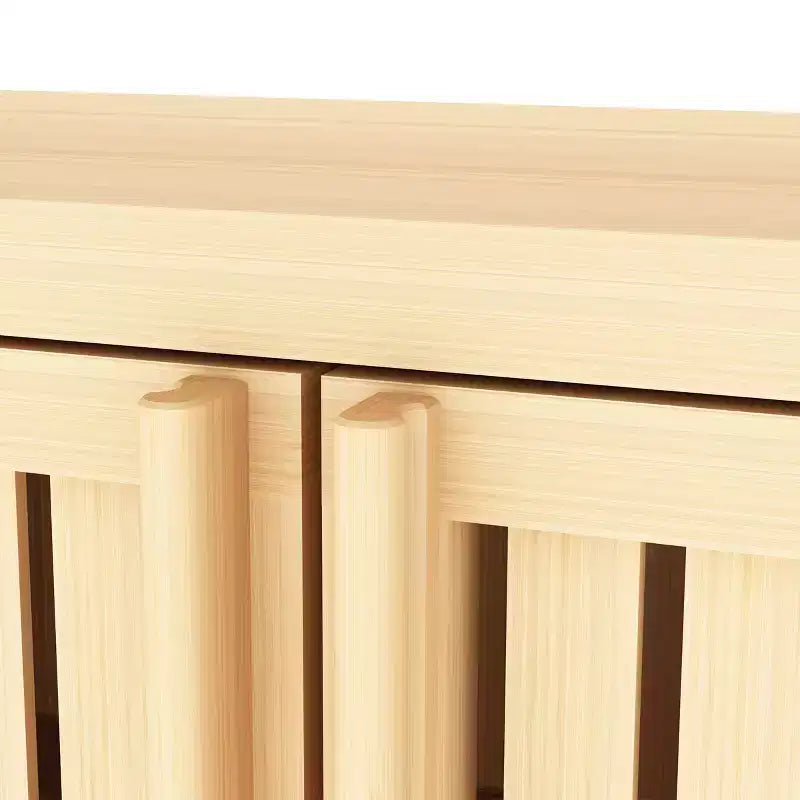 32.08 Grande armoire de rangement en bambou avec 1 étagère ouverte et 2 portes pour salle de bain, Naturel 4A - ModernLuxe