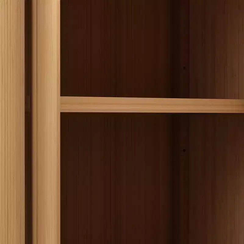 32.08 Grande armoire de rangement en bambou avec 1 étagère ouverte et 2 portes pour salle de bain, Naturel 4A - ModernLuxe