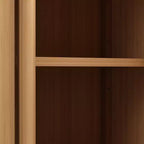 32.08 Grande armoire de rangement en bambou avec 1 étagère ouverte et 2 portes pour salle de bain, Naturel 4A - ModernLuxe