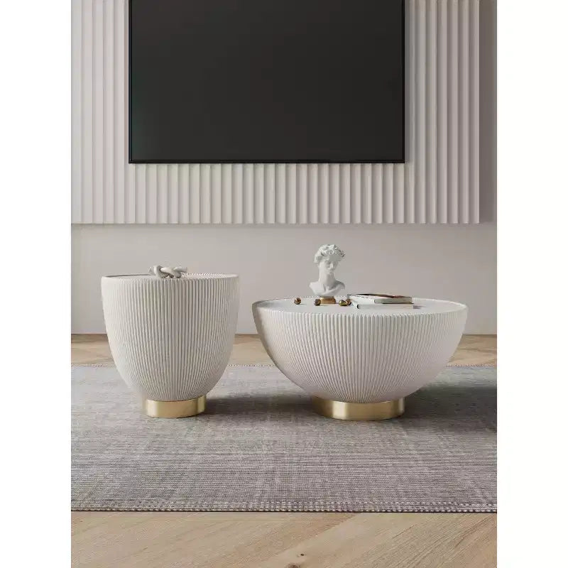 Manhattan Comfort Ensemble de 2 tables basses et tables d'appoint rembourrées en similicuir Anderson
