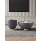 Manhattan Comfort Ensemble de 2 tables basses et tables d'appoint rembourrées en similicuir Anderson