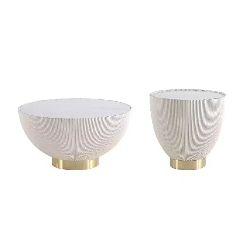 Manhattan Comfort Ensemble de 2 tables basses et tables d'appoint rembourrées en similicuir Anderson
