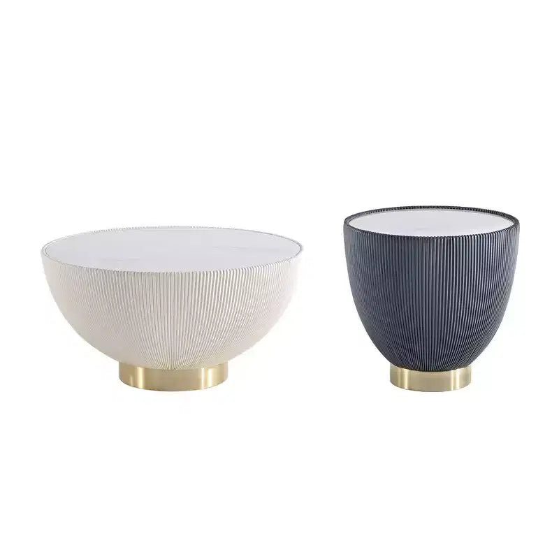 Manhattan Comfort Ensemble de 2 tables basses et tables d'appoint rembourrées en similicuir Anderson