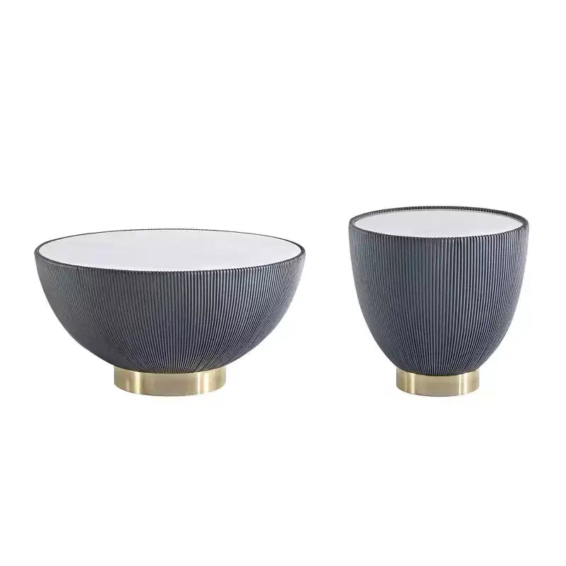 Manhattan Comfort Ensemble de 2 tables basses et tables d'appoint rembourrées en similicuir Anderson