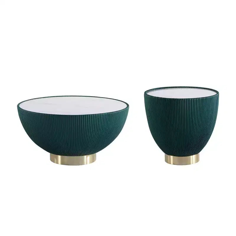 Manhattan Comfort Ensemble de 2 tables basses et tables d'appoint rembourrées en similicuir Anderson