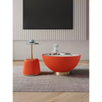 Manhattan Comfort Ensemble de 2 tables basses et tables d'appoint Anderson en similicuir avec plateau en métal