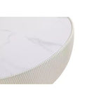 Manhattan Comfort Ensemble de 2 tables basses et tables d'appoint Anderson en similicuir avec plateau en métal