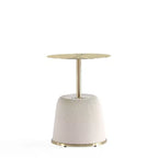 Manhattan Comfort Ensemble de 2 tables basses et tables d'appoint Anderson en similicuir avec plateau en métal