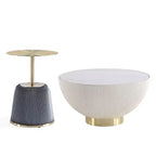 Manhattan Comfort Ensemble de 2 tables basses et tables d'appoint Anderson en similicuir avec plateau en métal