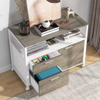Bureau d'angle Lantine avec tiroirs, bureau informatique exécutif de 63 pouces et classeur latéral pour bureau à domicile