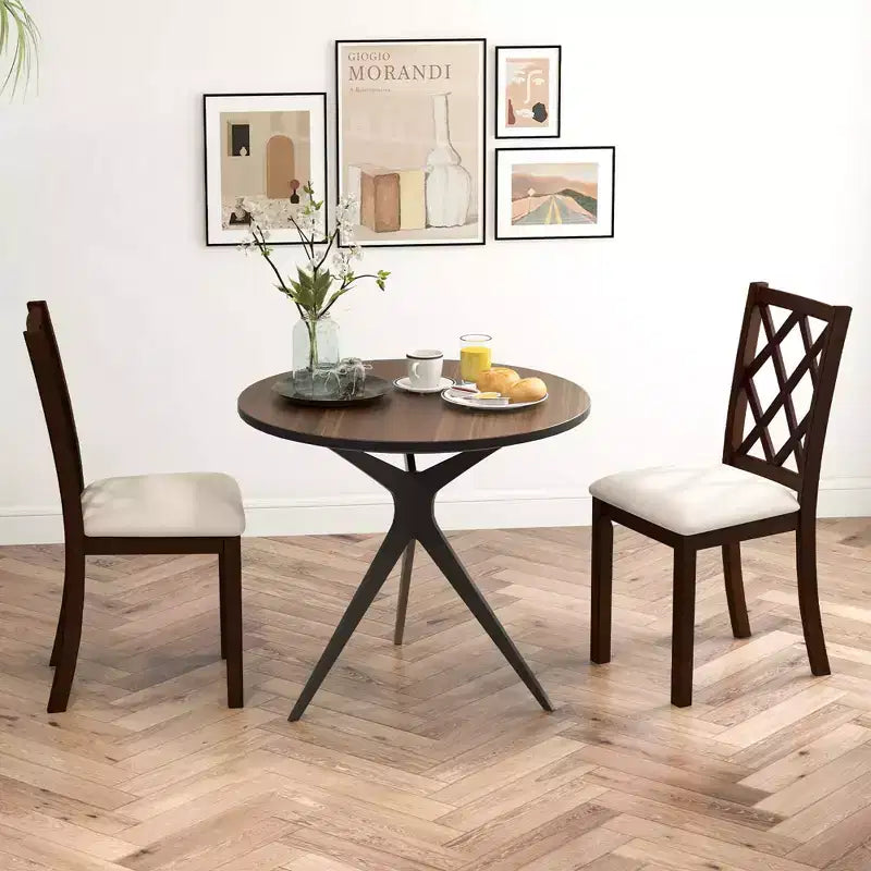 Costway Lot de 2/4 chaises de salle à manger en bois, chaises d'appoint de cuisine avec dossier incliné, marron cerise