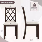 Costway Lot de 2/4 chaises de salle à manger en bois, chaises d'appoint de cuisine avec dossier incliné, marron cerise