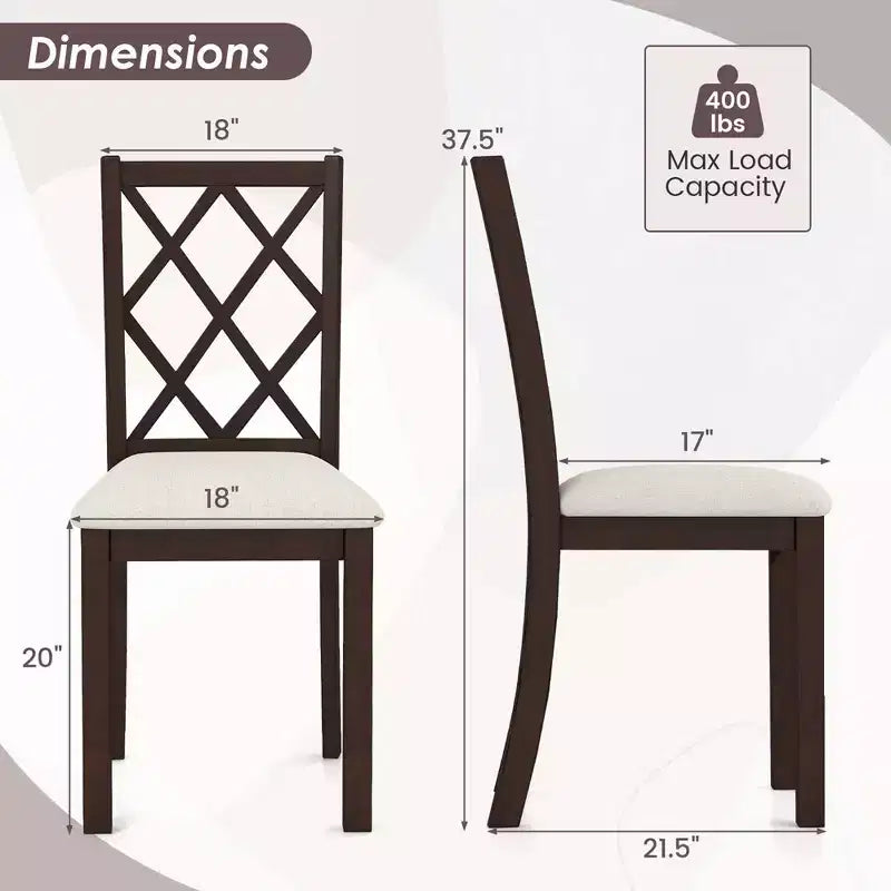 Costway Lot de 2/4 chaises de salle à manger en bois, chaises d'appoint de cuisine avec dossier incliné, marron cerise