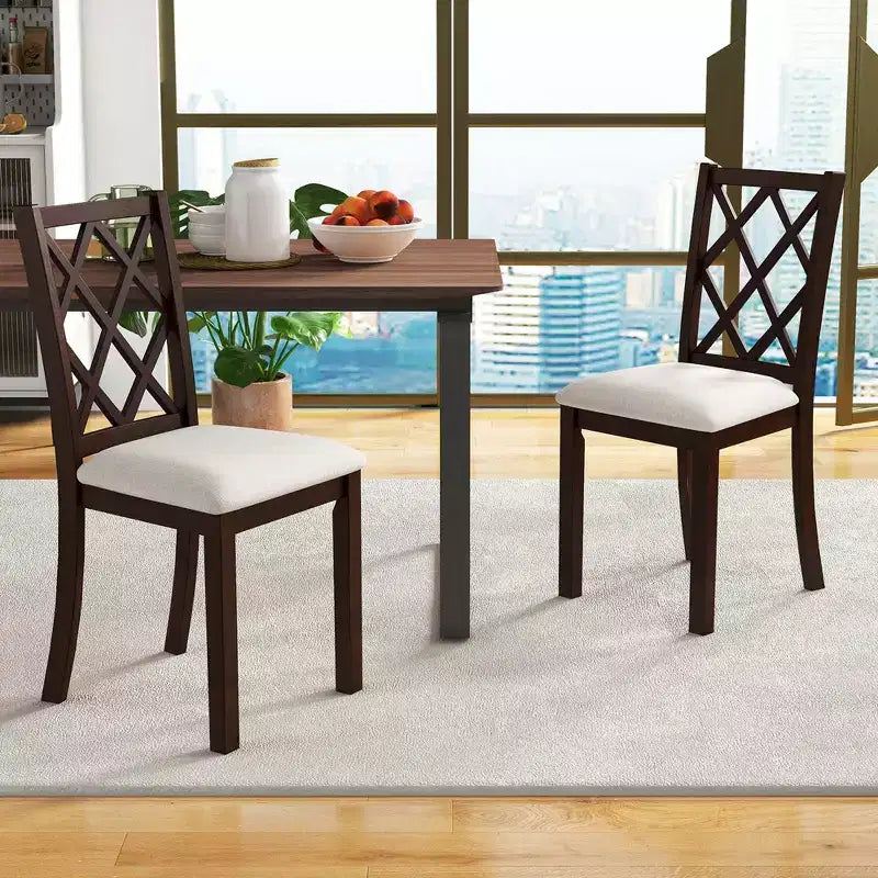 Costway Lot de 2/4 chaises de salle à manger en bois, chaises d'appoint de cuisine avec dossier incliné, marron cerise