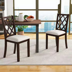 Costway Lot de 2/4 chaises de salle à manger en bois, chaises d'appoint de cuisine avec dossier incliné, marron cerise