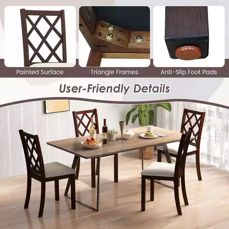 Costway Lot de 2/4 chaises de salle à manger en bois, chaises d'appoint de cuisine avec dossier incliné, marron cerise