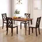 Costway Lot de 2/4 chaises de salle à manger en bois, chaises d'appoint de cuisine avec dossier incliné, marron cerise