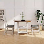 Lot de 2/4 chaises de salle à manger Costway avec pieds en bois massif et assise rembourrée, chaise d'appoint de cuisine blanc et gris