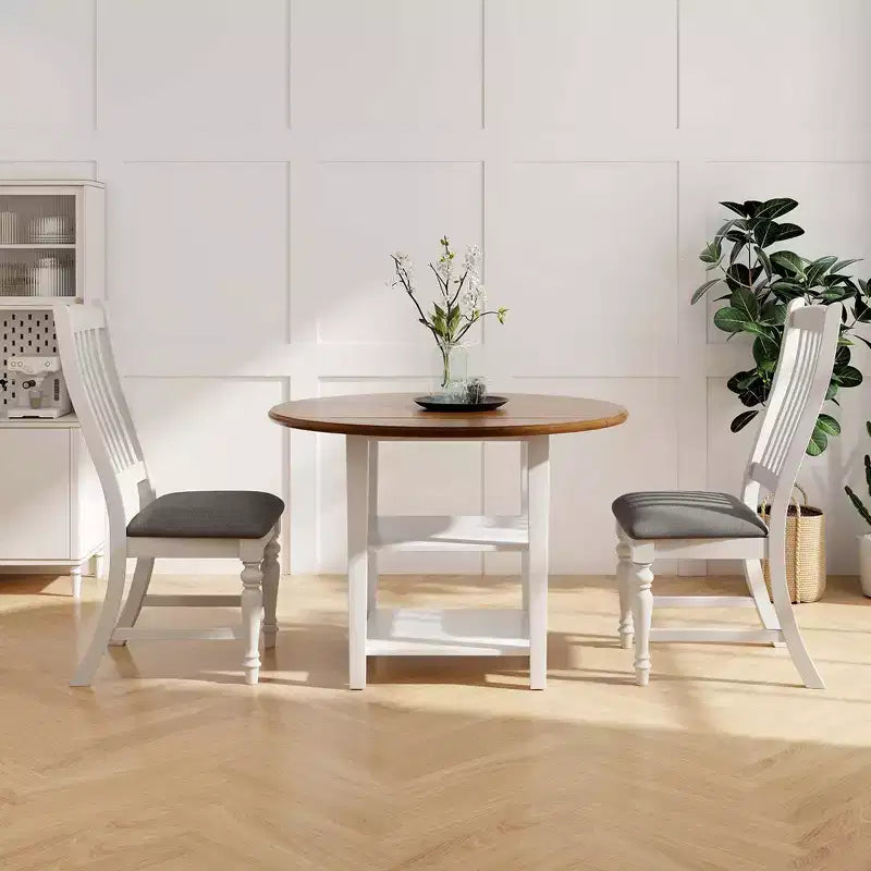 Lot de 2/4 chaises de salle à manger Costway avec pieds en bois massif et assise rembourrée, chaise d'appoint de cuisine blanc et gris