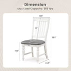 Lot de 2/4 chaises de salle à manger Costway avec pieds en bois massif et assise rembourrée, chaise d'appoint de cuisine blanc et gris