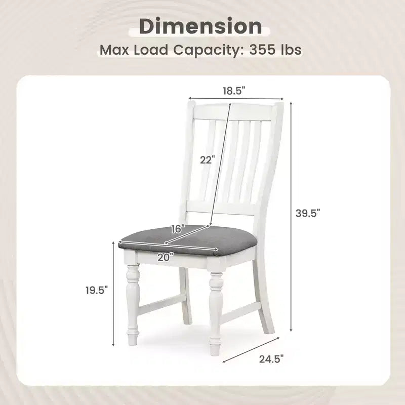 Lot de 2/4 chaises de salle à manger Costway avec pieds en bois massif et assise rembourrée, chaise d'appoint de cuisine blanc et gris