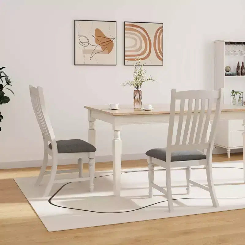 Lot de 2/4 chaises de salle à manger Costway avec pieds en bois massif et assise rembourrée, chaise d'appoint de cuisine blanc et gris