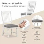 Lot de 2/4 chaises de salle à manger Costway avec pieds en bois massif et assise rembourrée, chaise d'appoint de cuisine blanc et gris
