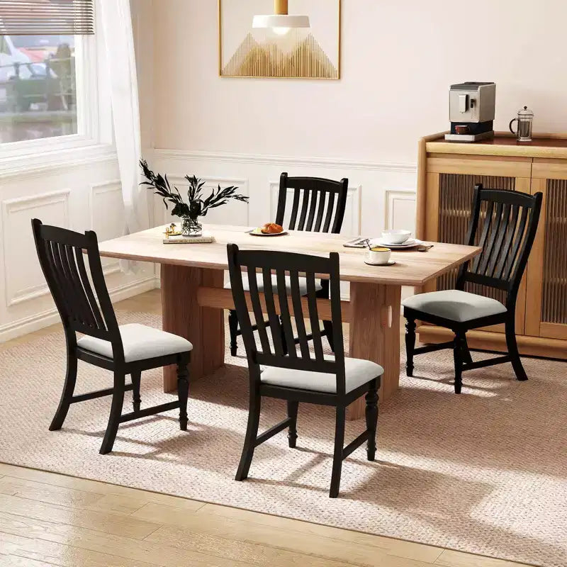 Lot de 2/4 chaises de salle à manger Costway avec pieds en bois massif et assise rembourrée, chaise d'appoint de cuisine blanc et gris