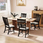 Lot de 2/4 chaises de salle à manger Costway avec pieds en bois massif et assise rembourrée, chaise d'appoint de cuisine blanc et gris