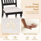 Lot de 2/4 chaises de salle à manger Costway avec pieds en bois massif et assise rembourrée, chaise d'appoint de cuisine blanc et gris