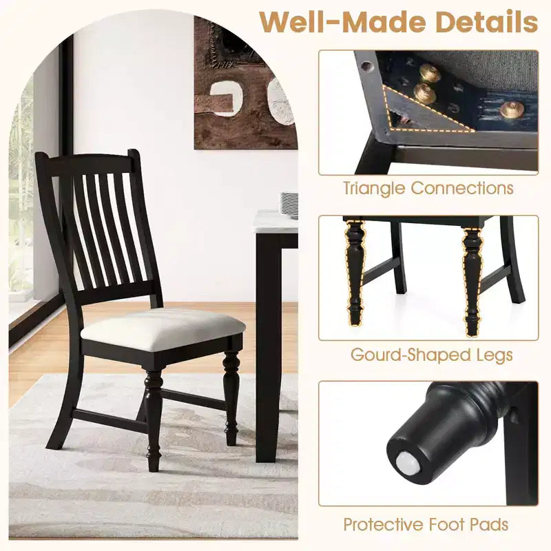 Lot de 2/4 chaises de salle à manger Costway avec pieds en bois massif et assise rembourrée, chaise d'appoint de cuisine blanc et gris