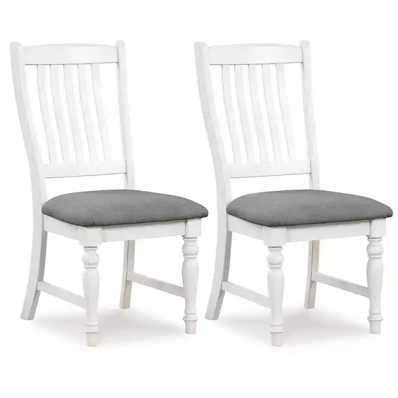 Lot de 2/4 chaises de salle à manger Costway avec pieds en bois massif et assise rembourrée, chaise d'appoint de cuisine blanc et gris