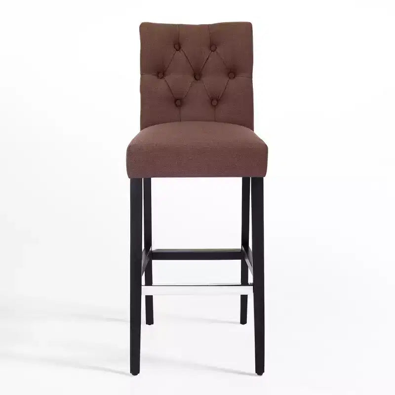 WestinTrends 29 Upholstered Linen Fabric Tufted Bar Stool Chair, Brown