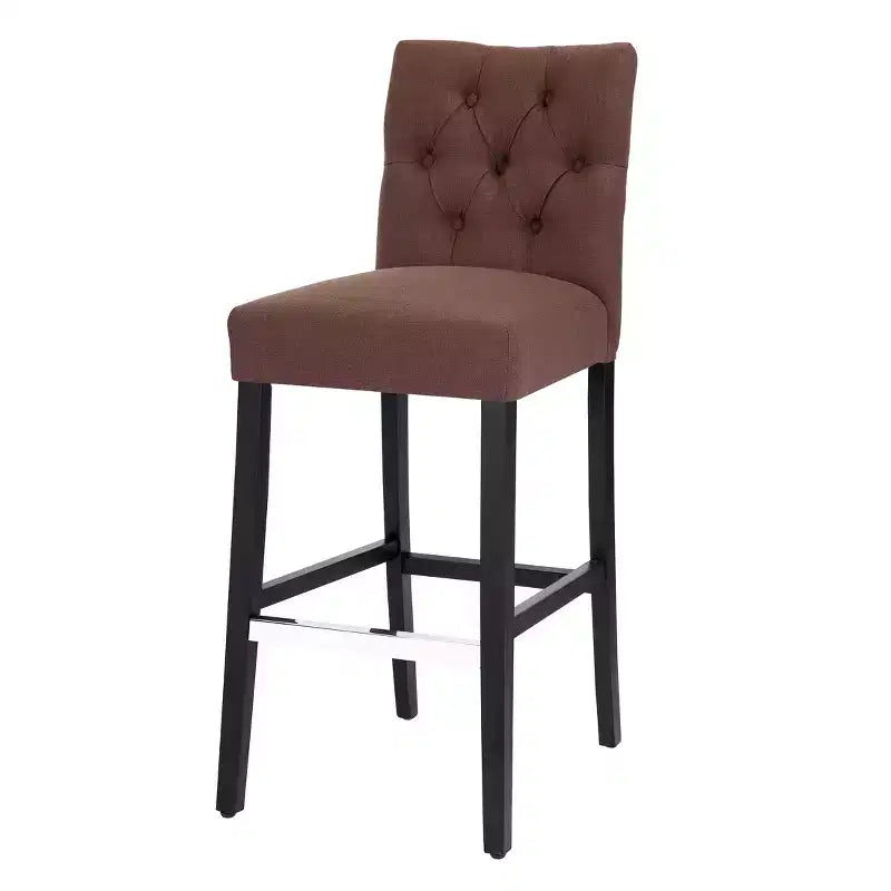 Tabouret de bar rembourré WestinTrends 29 en tissu de lin capitonné, marron