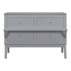 Lit escamotable grand lit/queen size avec port USB et étagères amovibles de chaque côté, blanc/gris, 4A -ModernLuxe