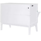 Lit escamotable grand lit/queen size avec port USB et étagères amovibles de chaque côté, blanc/gris, 4A -ModernLuxe