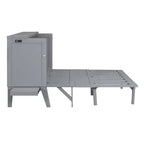 Lit escamotable grand lit/queen size avec port USB et étagères amovibles de chaque côté, blanc/gris, 4A -ModernLuxe