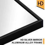 Dovelina Miroir sur pied rectangulaire avec cadre en métal, miroir de sol, miroir mural