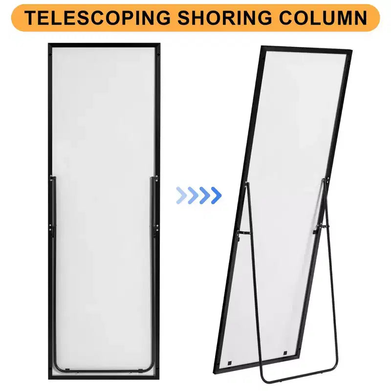 Dovelina Miroir sur pied rectangulaire avec cadre en métal, miroir de sol, miroir mural