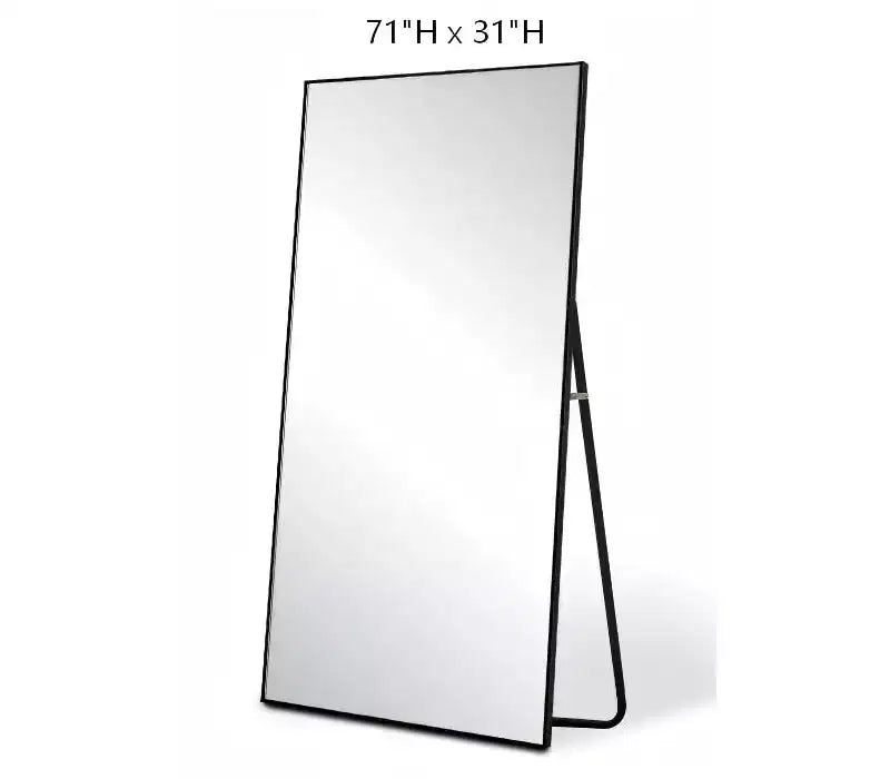 Dovelina Miroir sur pied rectangulaire avec cadre en métal, miroir de sol, miroir mural