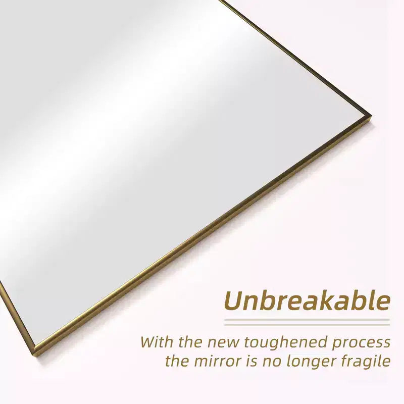 Dovelina Miroir sur pied rectangulaire avec cadre en métal, miroir de sol, miroir mural
