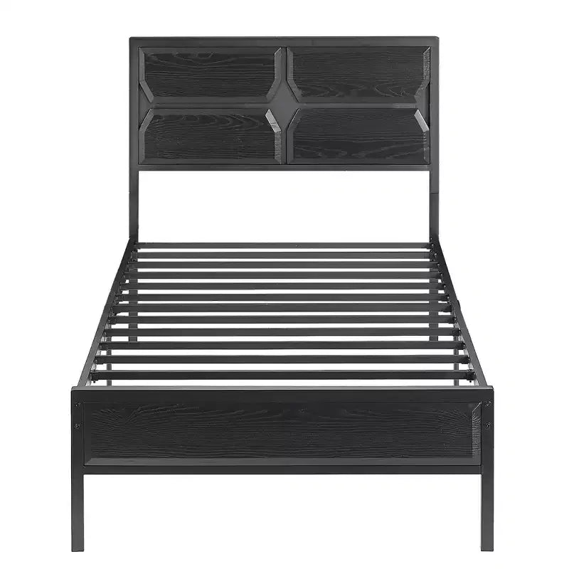 Cadre de lit VECELO avec tête de lit en bois, lit plateforme robuste