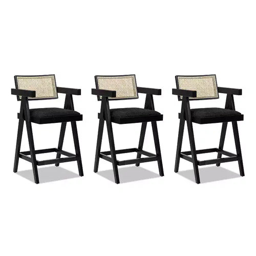 29.5 Modern Resin Webbing Back Bar Stool with Arms, Set of 3