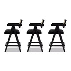 29.5 Tabouret de bar moderne avec accoudoirs et dossier en résine tissée, lot de 3