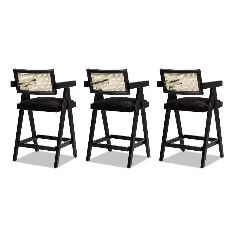 29.5 Tabouret de bar moderne avec accoudoirs et dossier en résine tissée, lot de 3
